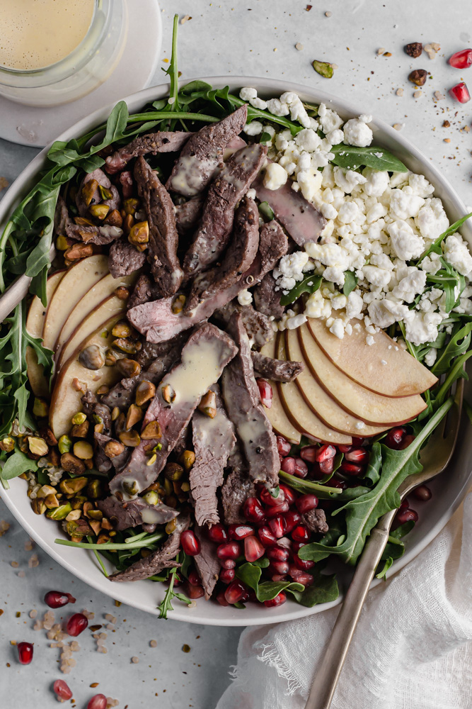 Pomegranate Quinoa Arugula Salad with Steak